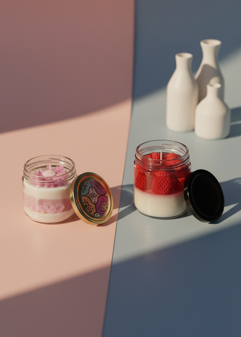 Daisy Jar candle + Strawberry Jel Candle