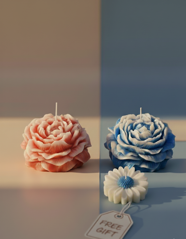 Handcrafted Peony Blossom Candles + Daisy Free